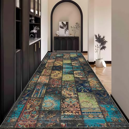 Vintage Teppich Läufer Flur, Teppichläufer küchenläufer Lang Waschbar rutschfest 110x500cm küchen läufer Flurläufer Fußmatte Wohnzimmerteppich Dauerhaft für Esszimmer Korridor Meterware Vintage Teppich Läufer Flur, Teppichläufer küchenläufer Lang Waschbar rutschfest 110x500cm küchen läufer Flurläufer Fußmatte Wohnzimmerteppich Dauerhaft für Esszimmer Korridor Meterware von Waazgle