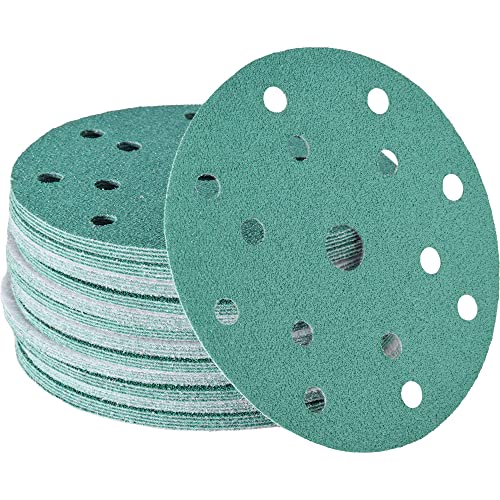 Nass & trocken Schleifscheiben 150mm Klett 15 Löchern K60 Set 50 Stk | Nass Schleifpapier für Auto- & Karosseriereparaturen von Wabrasive | passend zu Exzenterschleifer 150mm klett von Wabrasive