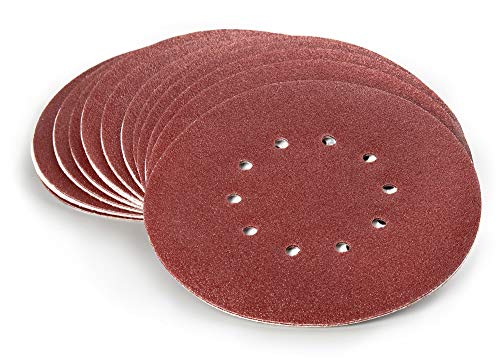 Schleifscheiben 225mm Klett 10-Loch Schleifpapier Set von Wabrasive | Körnung 40/60/80/120/180/240 jeweils 10 Stück | für Langhalsschleifer, Trockenbauschleifer & Giraffe Schleifmaschine von Wabrasive