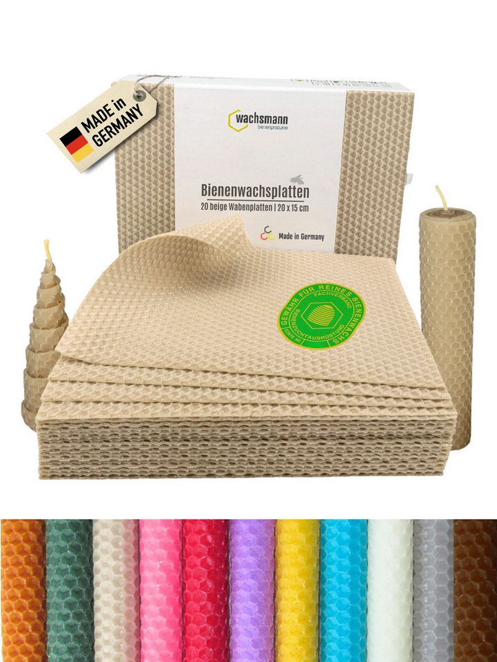Wachsmann Bienenprodukte Bastelnaturmaterial Bienenwachsplatten, 20 x 15 cm, 20 Stück, 100% echtes Bienenwachs Wachsmann Bienenprodukte Bastelnaturmaterial Bienenwachsplatten, 20 x 15 cm, 20 Stück, 100% echtes Bienenwachs von Wachsmann Bienenprodukte