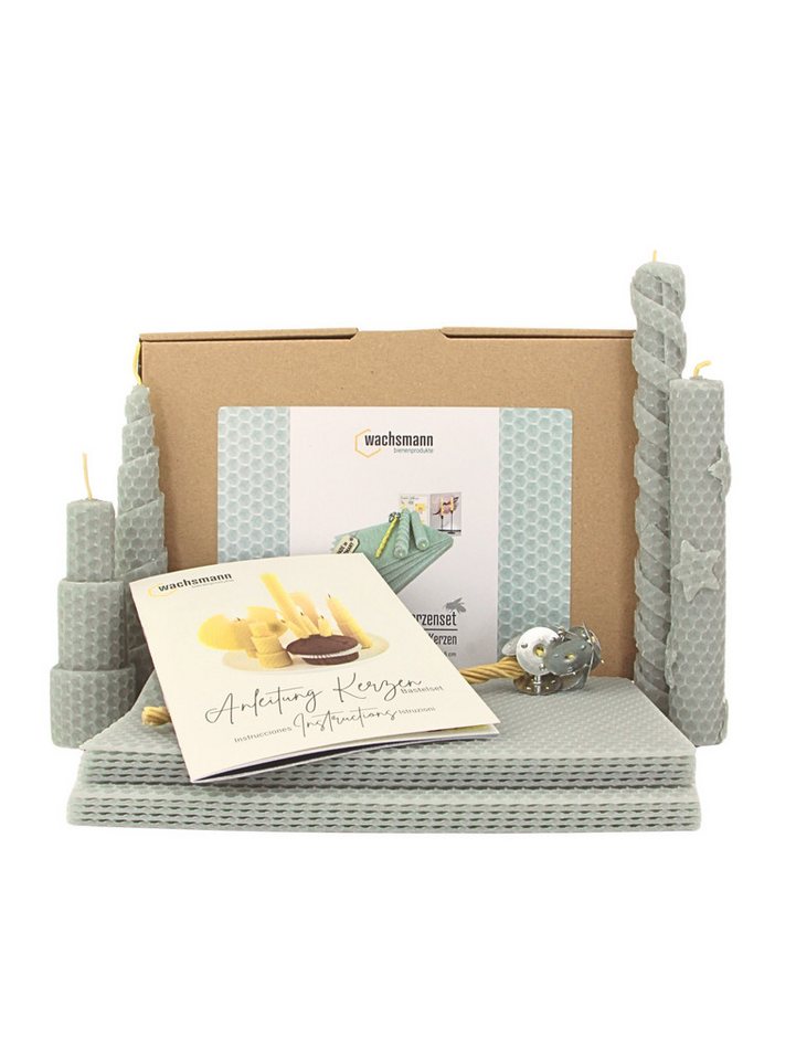 Wachsmann Bienenprodukte Bienenwachskerze Bastelset für Erwachsene, 10 Bienenwachsplatten (aus Deutschland, mit Hanfdochten für 10 Kerzen), 100 % reines Bienenwachs von Wachsmann Bienenprodukte