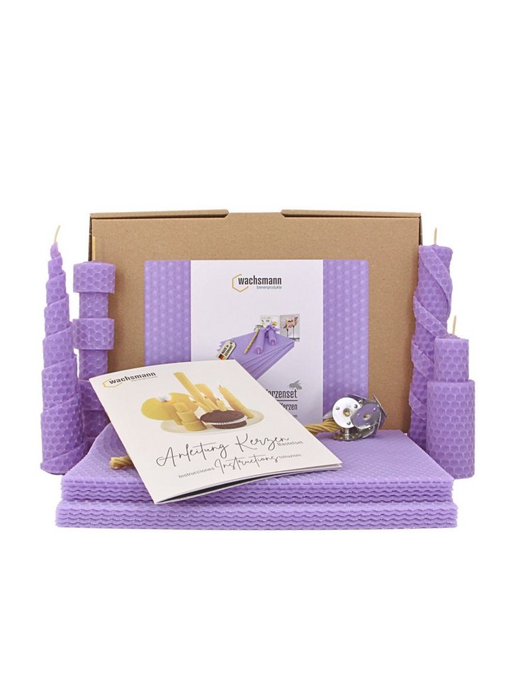 Wachsmann Bienenprodukte Bienenwachskerze Bastelset für Erwachsene, 10 Bienenwachsplatten (aus Deutschland, mit Hanfdochten für 10 Kerzen), 100 % reines Bienenwachs von Wachsmann Bienenprodukte