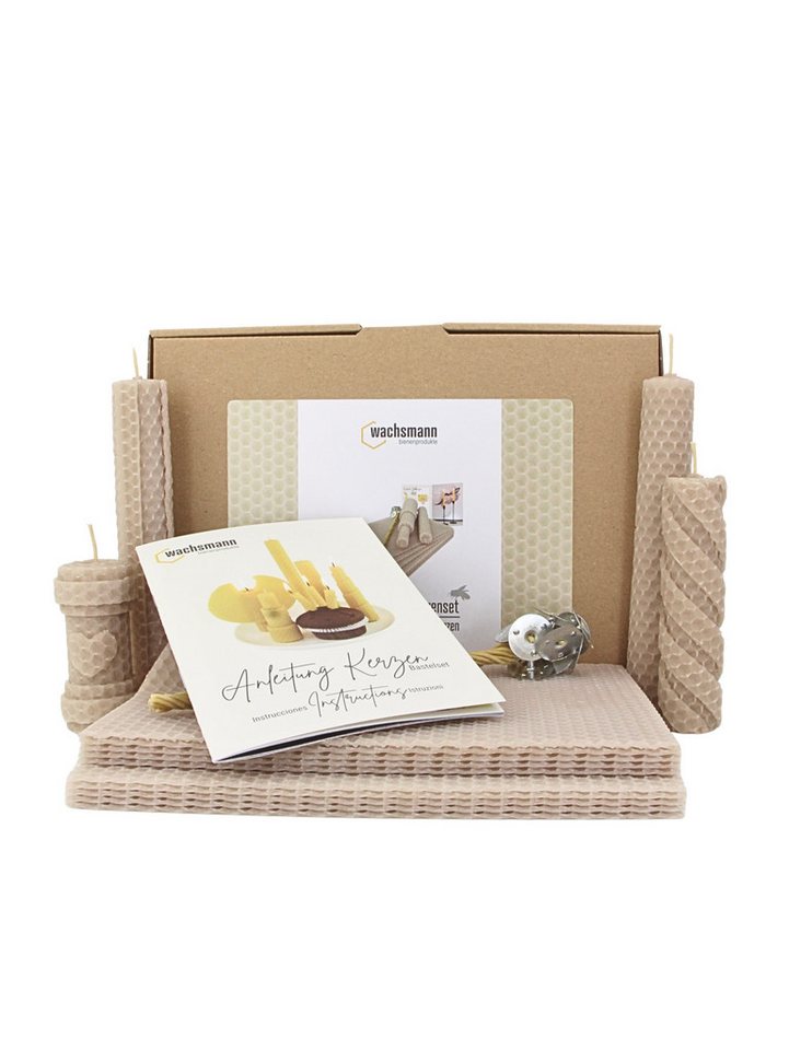 Wachsmann Bienenprodukte Bienenwachskerze Bastelset für Erwachsene, 10 Bienenwachsplatten (aus Deutschland, mit Hanfdochten für 10 Kerzen), 100 % reines Bienenwachs von Wachsmann Bienenprodukte