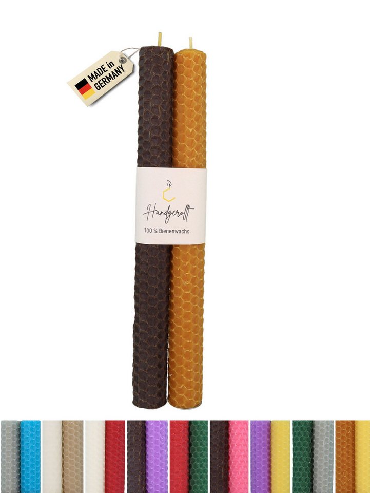 Wachsmann Bienenprodukte Bienenwachskerze handgerollt, 100 % Bienenwachs, 2er Set in vielen Farben von Wachsmann Bienenprodukte