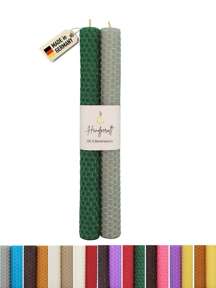Wachsmann Bienenprodukte Bienenwachskerze handgerollt, 100 % Bienenwachs, 2er Set in vielen Farben von Wachsmann Bienenprodukte