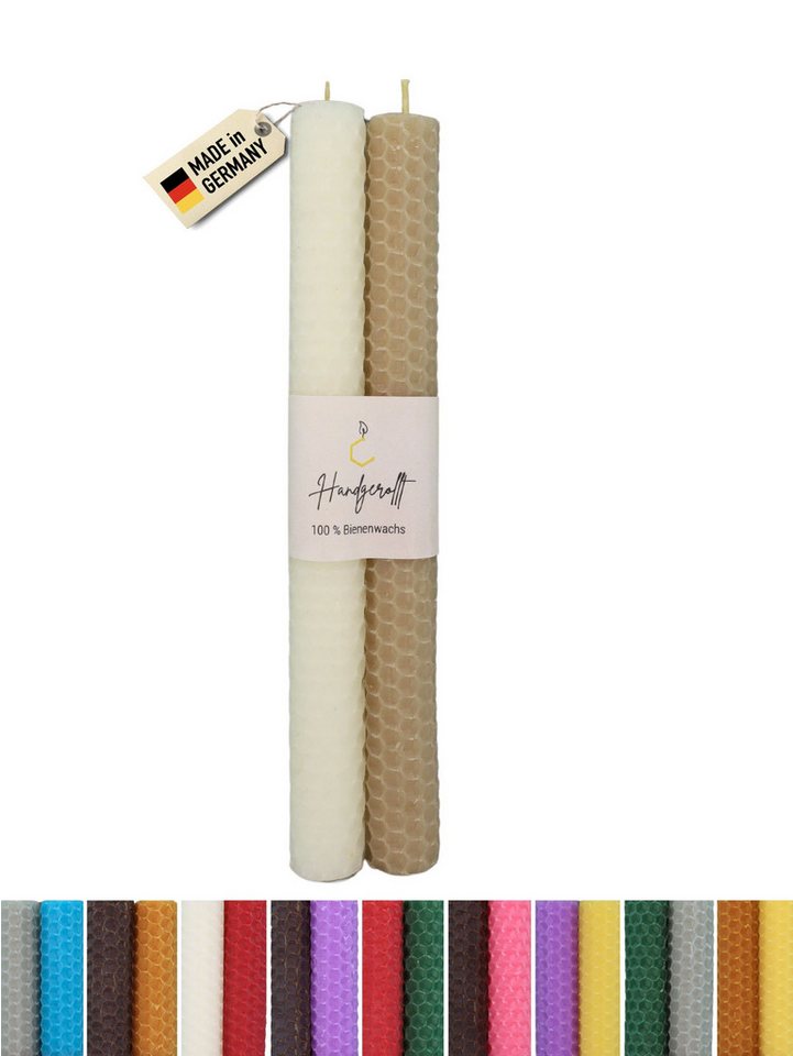 Wachsmann Bienenprodukte Bienenwachskerze handgerollt, 100 % Bienenwachs, 2er Set in vielen Farben von Wachsmann Bienenprodukte