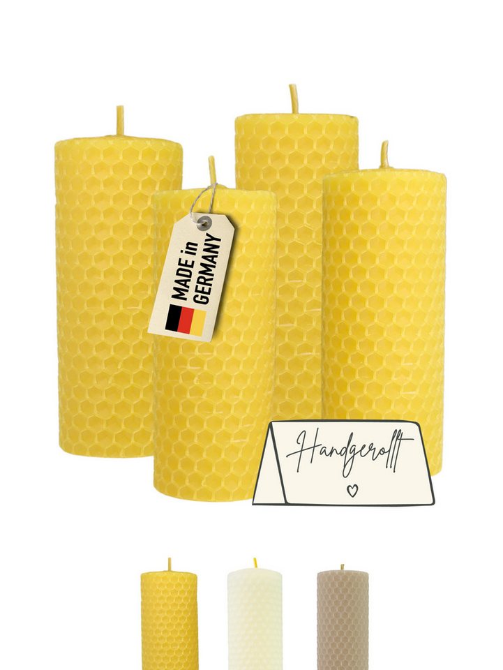 Wachsmann Bienenprodukte Bienenwachskerze handgerollt, 100 % Bienenwachs, 4er Set Wachsmann Bienenprodukte Bienenwachskerze handgerollt, 100 % Bienenwachs, 4er Set von Wachsmann Bienenprodukte