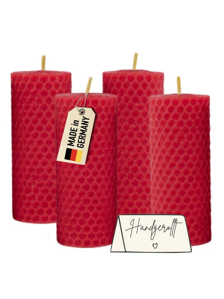 Wachsmann Bienenprodukte Bienenwachskerze handgerollt, 100 % Bienenwachs, 4er Set von Wachsmann Bienenprodukte