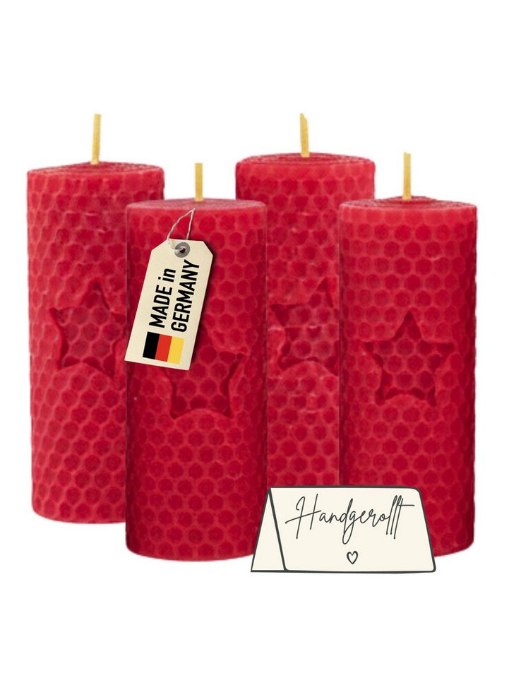 Wachsmann Bienenprodukte Bienenwachskerze handgerollt, 100 % Bienenwachs, 4er Set von Wachsmann Bienenprodukte