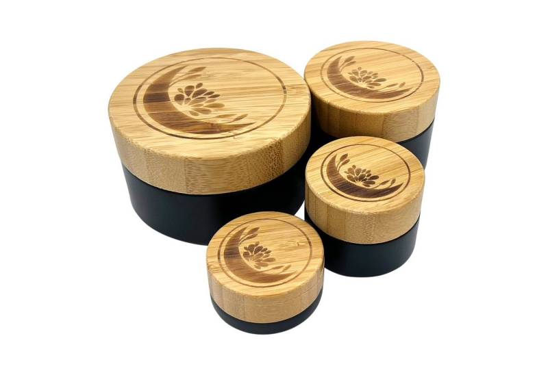 Wachsmann Bienenprodukte Dose Glastiegel in matt schwarz, mit Bambusdeckel für Deine DIY Kosmetik, Mit Geschenkverpackung von Wachsmann Bienenprodukte