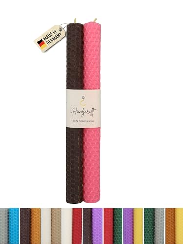 Wachsmann Bienenwachskerzen handgerollt, 100% Bienenwachs, 2er Set in vielen Farben, Made in Germany von Wachsmann