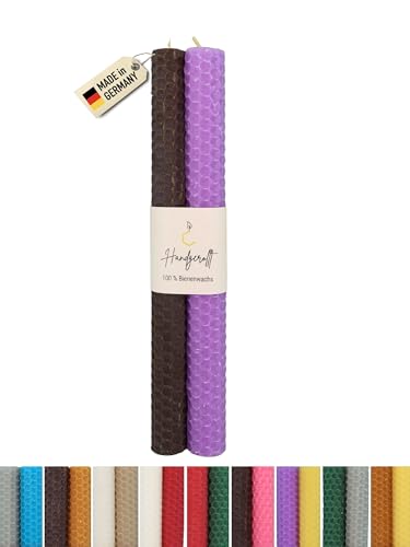 Wachsmann Bienenwachskerzen handgerollt, 100% Bienenwachs, 2er Set in vielen Farben, Made in Germany von Wachsmann
