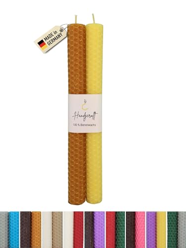 Wachsmann Bienenwachskerzen handgerollt, 100% Bienenwachs, 2er Set in vielen Farben, Made in Germany von Wachsmann