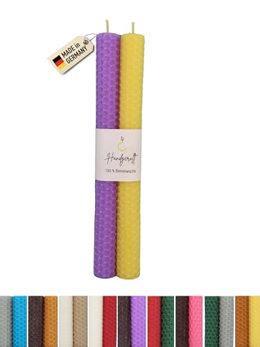 Wachsmann Bienenwachskerzen handgerollt, 100% Bienenwachs, 2er Set in vielen Farben, Made in Germany von Wachsmann