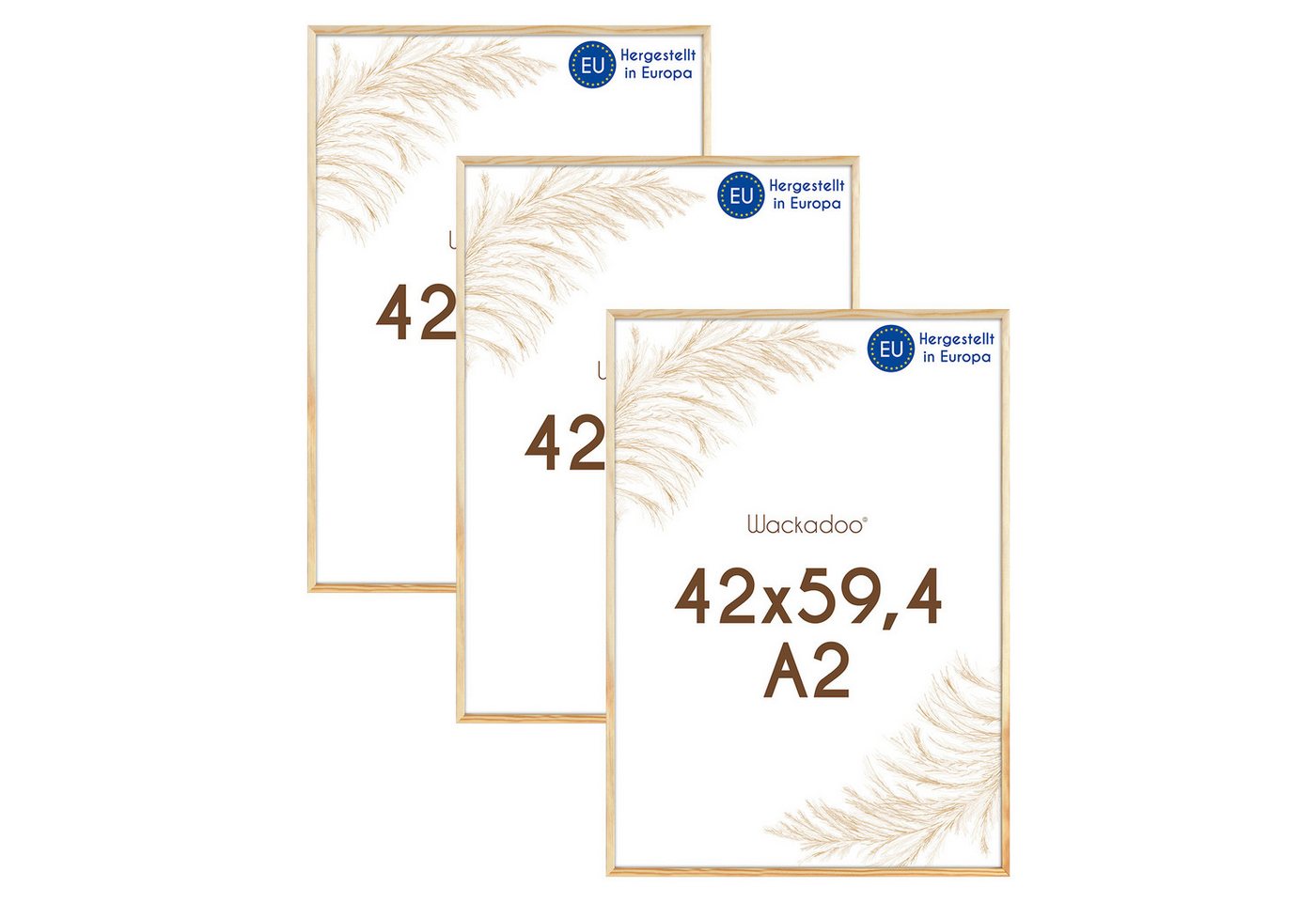 Wackadoo Living Bilderrahmen-Set Holzbilderrahmen mit Glas für Einzelbilder diverse Formate & Farben, (AMALFI, in Natur, Weiß oder Schwarz, aus italienischem Holz, FSC, 3 St), Fotowand, Puzzlerahmen, Dekoration, Poster, Collage für Fotos & Bilder von Wackadoo Living