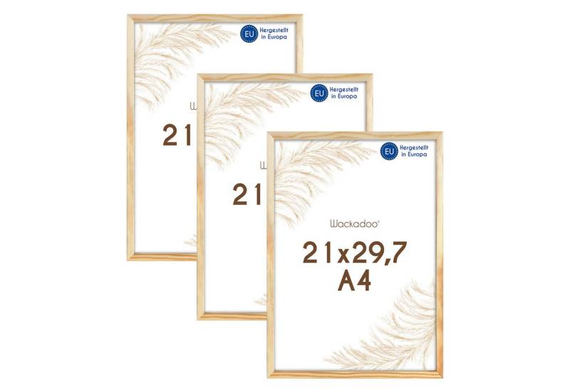 Wackadoo Living Bilderrahmen-Set Holzbilderrahmen mit Glas für Einzelbilder diverse Formate & Farben, (AMALFI, in Natur, Weiß oder Schwarz, aus italienischem Holz, FSC, 3 St), Fotowand, Puzzlerahmen, Dekoration, Poster, Collage für Fotos & Bilder von Wackadoo Living