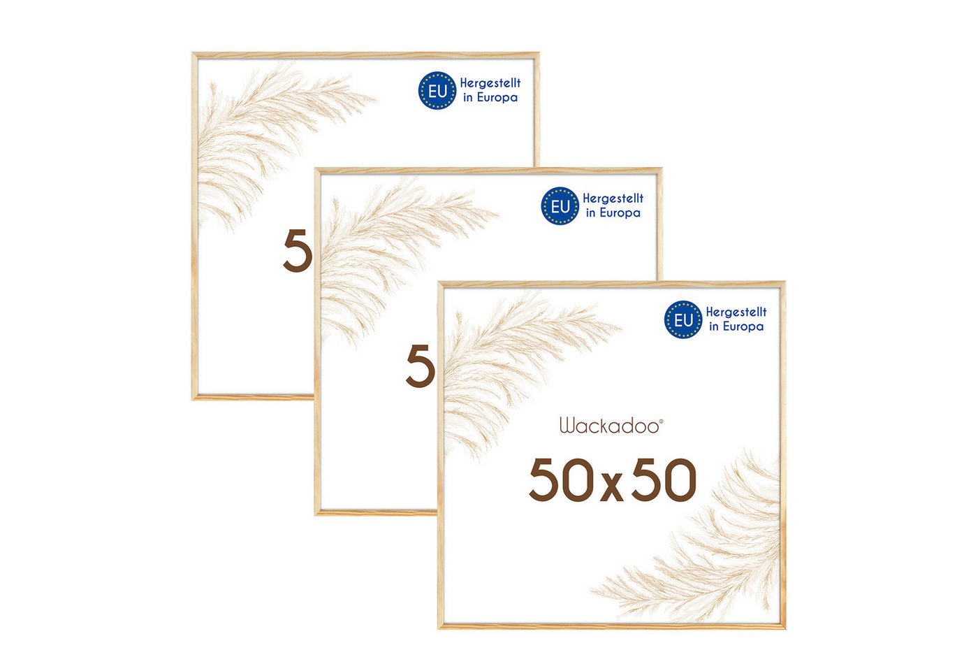 Wackadoo Living Bilderrahmen-Set Holzbilderrahmen mit Glas für Einzelbilder diverse Formate & Farben, (AMALFI, in Natur, Weiß oder Schwarz, aus italienischem Holz, FSC, 3 St), Fotowand, Puzzlerahmen, Dekoration, Poster, Collage für Fotos & Bilder von Wackadoo Living