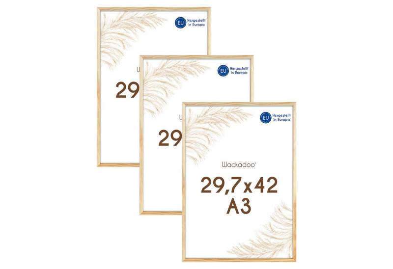 Wackadoo Living Bilderrahmen-Set Holzbilderrahmen mit Glas für Einzelbilder diverse Formate & Farben, (AMALFI, in Natur, Weiß oder Schwarz, aus italienischem Holz, FSC, 3 St), Fotowand, Puzzlerahmen, Dekoration, Poster, Collage für Fotos & Bilder von Wackadoo Living