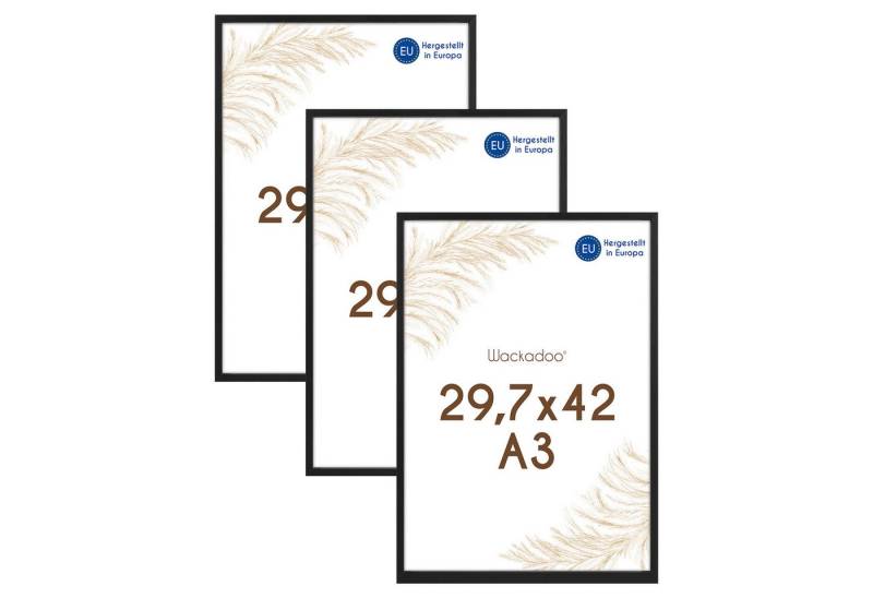 Wackadoo Living Bilderrahmen-Set Holzbilderrahmen mit Glas für Einzelbilder diverse Formate & Farben, (AMALFI, in Natur, Weiß oder Schwarz, aus italienischem Holz, FSC, 3 St), Fotowand, Puzzlerahmen, Dekoration, Poster, Collage für Fotos & Bilder von Wackadoo Living