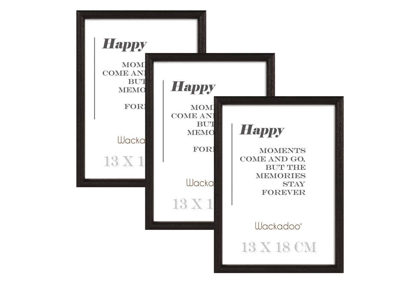Wackadoo Living Bilderrahmen-Set HAPPY mit Glasscheibe aus FSC zertifiziertem MDF Holz, 3er Set, Bildformat 13 x 18 cm Wackadoo Living Bilderrahmen-Set HAPPY mit Glasscheibe aus FSC zertifiziertem MDF Holz, 3er Set, Bildformat 13 x 18 cm von Wackadoo Living