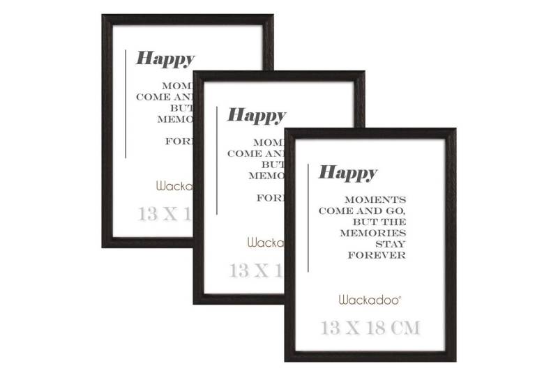 Wackadoo Living Bilderrahmen-Set HAPPY mit Glasscheibe aus FSC zertifiziertem MDF Holz, 3er Set, Bildformat 13 x 18 cm von Wackadoo Living