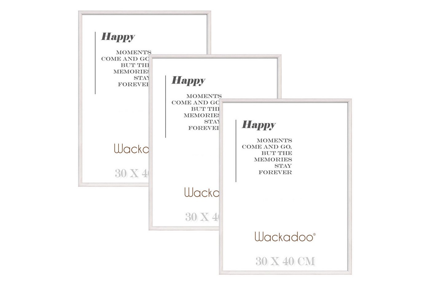 Wackadoo Living Bilderrahmen-Set HAPPY mit Glasscheibe aus FSC zertifiziertem MDF Holz, 3er Set, Bildformat 30 x 40 cm Wackadoo Living Bilderrahmen-Set HAPPY mit Glasscheibe aus FSC zertifiziertem MDF Holz, 3er Set, Bildformat 30 x 40 cm von Wackadoo Living