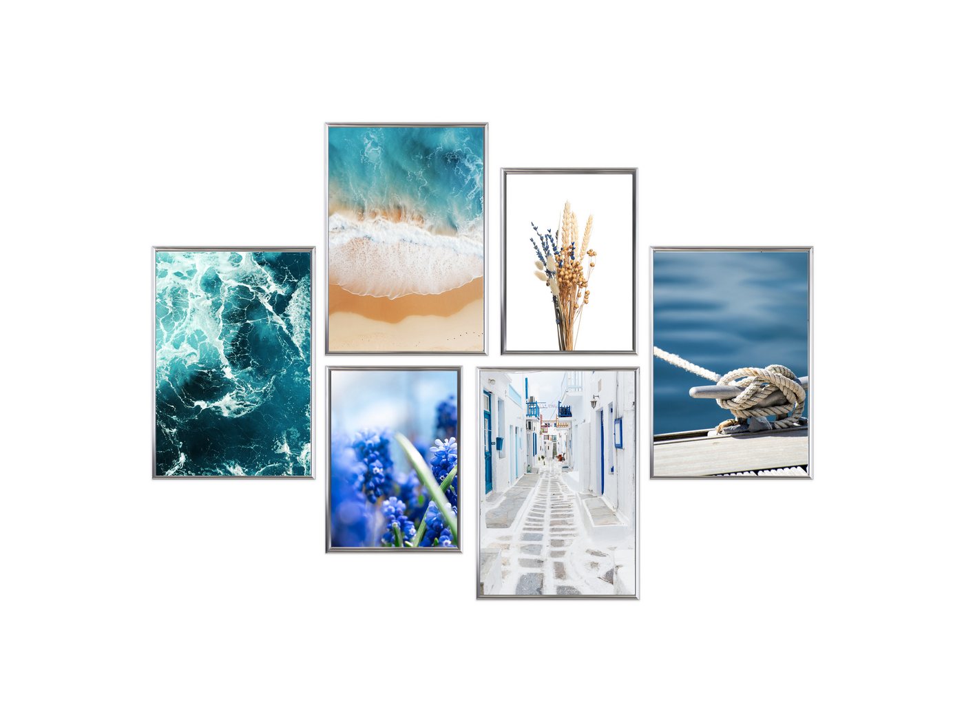 Wackadoo Living Bilderrahmen-Set mit Glasscheibe Posterrahmen Fotorahmen Fotowand, für 6 Bilder (6er-Set), 4x 21x29,7 cm (DIN A4), 2x 15x20 cm, Wandcollage in verschiedenen Größen von Wackadoo Living
