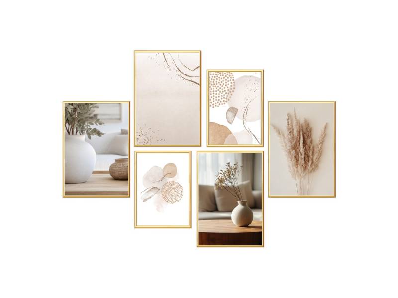 Wackadoo Living Bilderrahmen-Set mit Glasscheibe Posterrahmen Fotorahmen Fotowand, für 6 Bilder (6er-Set), 4x 21x29,7 cm (DIN A4), 2x 15x20 cm, Wandcollage in verschiedenen Größen von Wackadoo Living