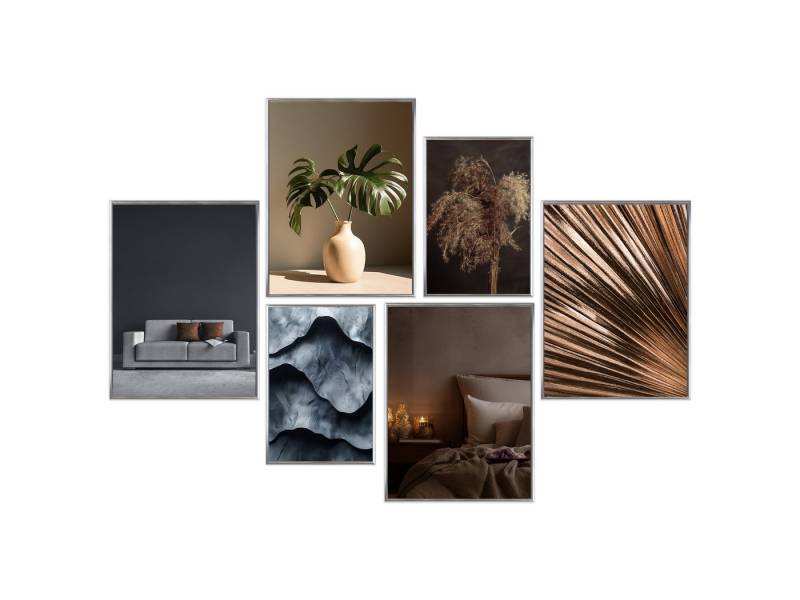 Wackadoo Living Bilderrahmen-Set mit Glasscheibe Posterrahmen Fotorahmen Fotowand, für 6 Bilder (6er-Set), 4x 30x40 cm, 2x 21x29,7 cm (DIN A4), Wandcollage in verschiedenen Größen von Wackadoo Living