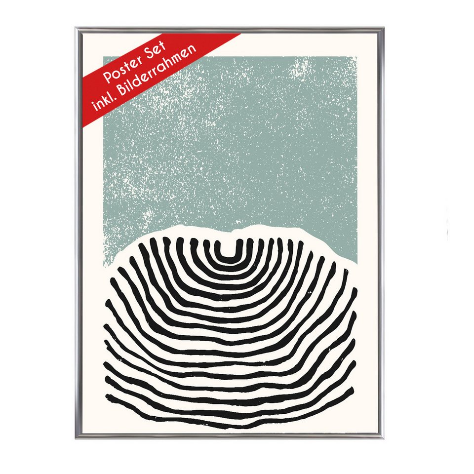 Wackadoo Living Poster "Abstrakt" mit Bilderrahmen, Wandbilder Wohnzimmer, Abstrakt blau von Wackadoo Living