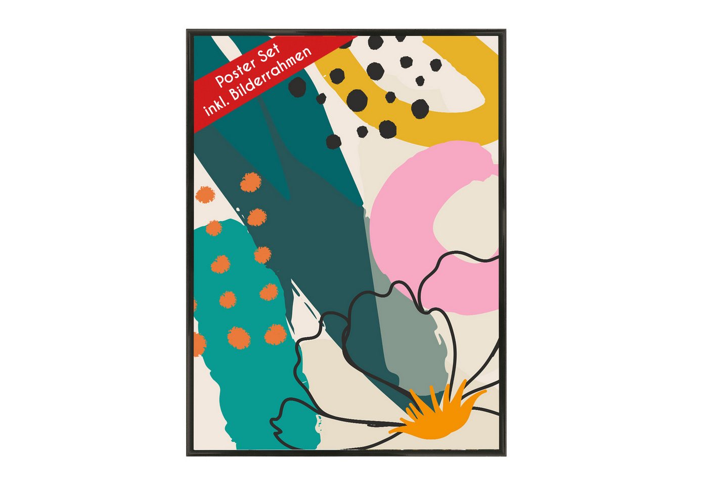 Wackadoo Living Poster "Abstrakt" mit Bilderrahmen, Wandbilder Wohnzimmer, Abstrakt bunt von Wackadoo Living