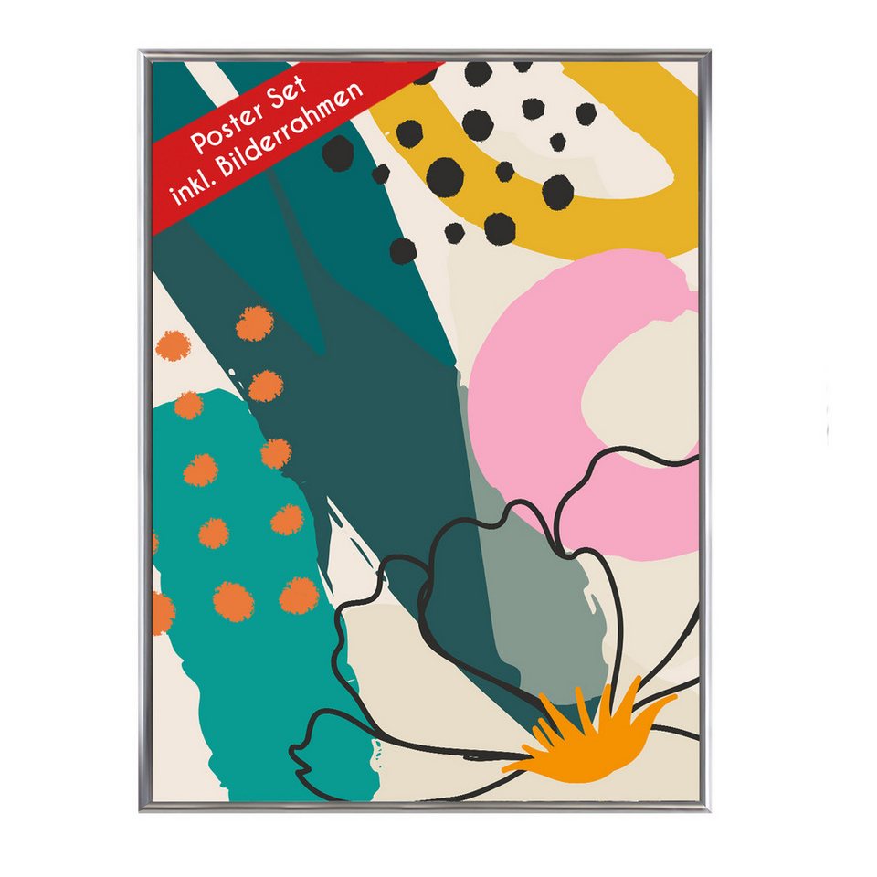 Wackadoo Living Poster "Abstrakt" mit Bilderrahmen, Wandbilder Wohnzimmer, Abstrakt bunt von Wackadoo Living