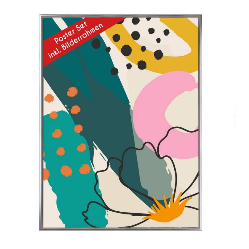 Wackadoo Living Poster "Abstrakt" mit Bilderrahmen, Wandbilder Wohnzimmer, Abstrakt bunt von Wackadoo Living