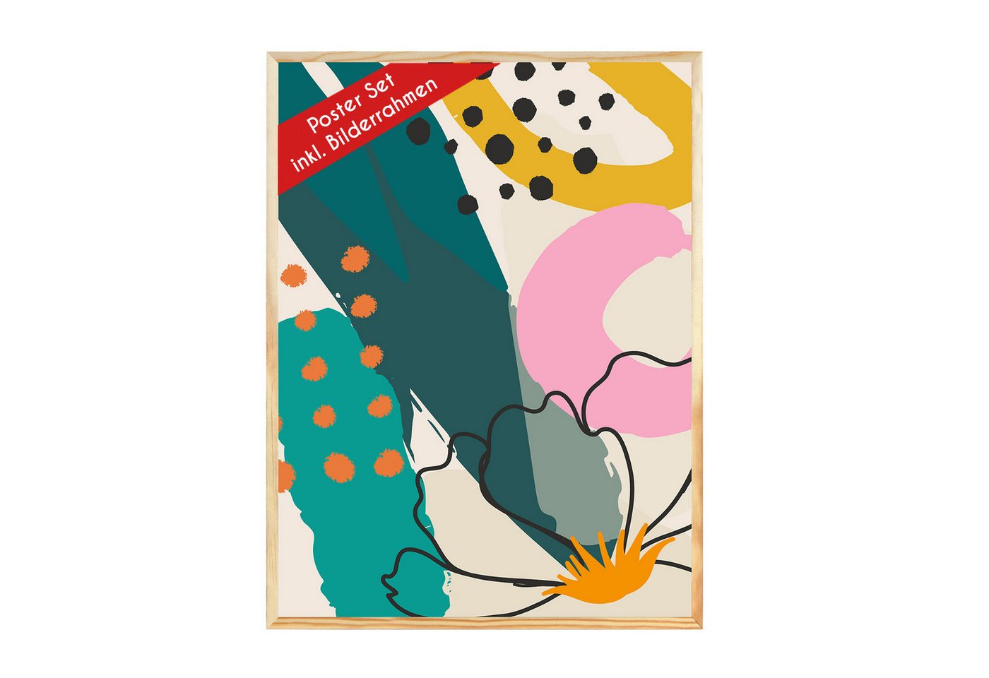 Wackadoo Living Poster "Abstrakt" mit Bilderrahmen, Wandbilder Wohnzimmer, Abstrakt bunt von Wackadoo Living