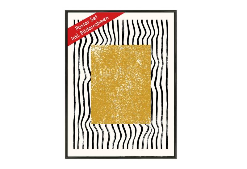 Wackadoo Living Poster "Abstrakt" mit Bilderrahmen, Wandbilder Wohnzimmer, Abstrakt gold von Wackadoo Living