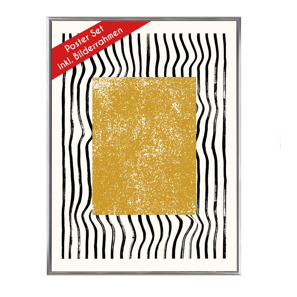 Wackadoo Living Poster "Abstrakt" mit Bilderrahmen, Wandbilder Wohnzimmer, Abstrakt gold von Wackadoo Living