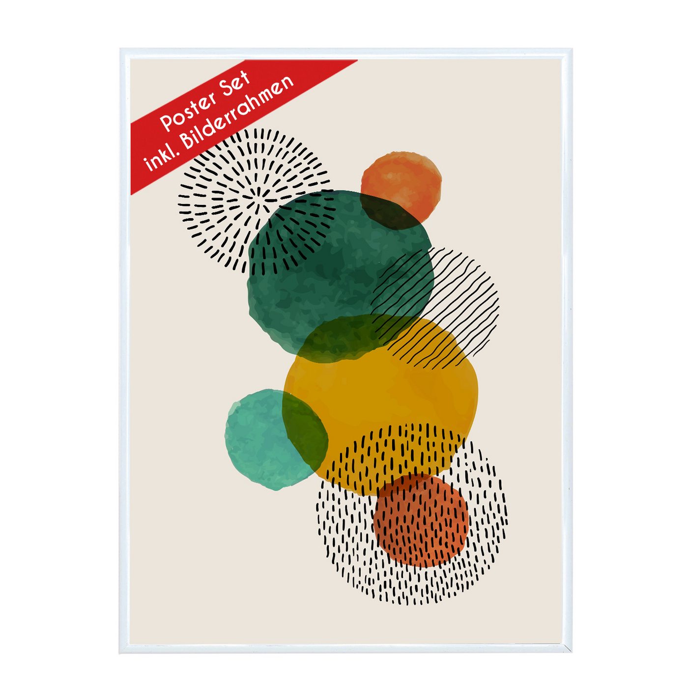 Wackadoo Living Poster "Abstrakt" mit Bilderrahmen, Wandbilder Wohnzimmer, Dots von Wackadoo Living