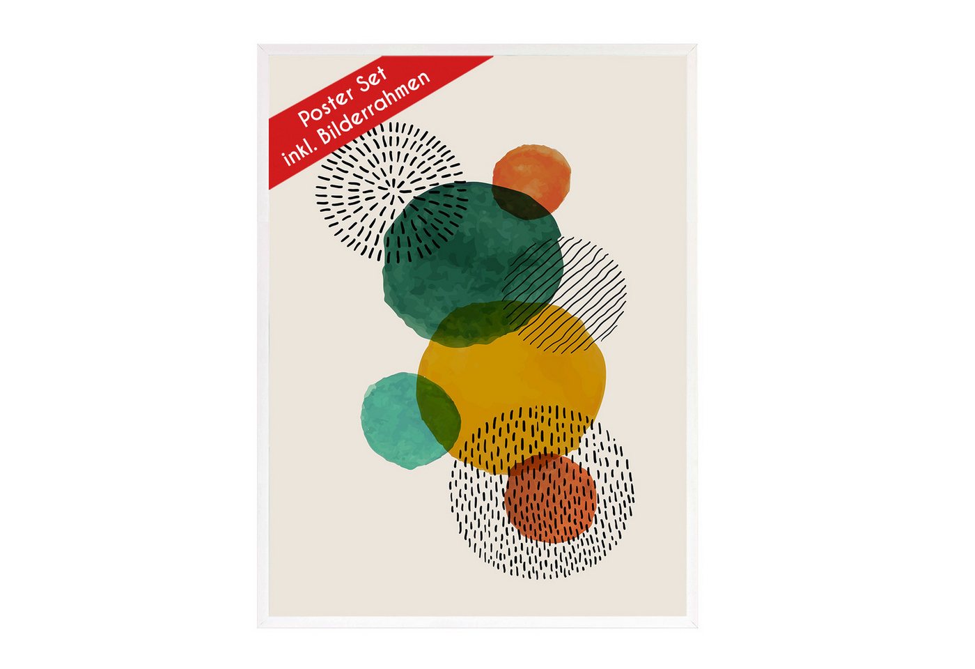 Wackadoo Living Poster "Abstrakt" mit Bilderrahmen, Wandbilder Wohnzimmer, Dots von Wackadoo Living