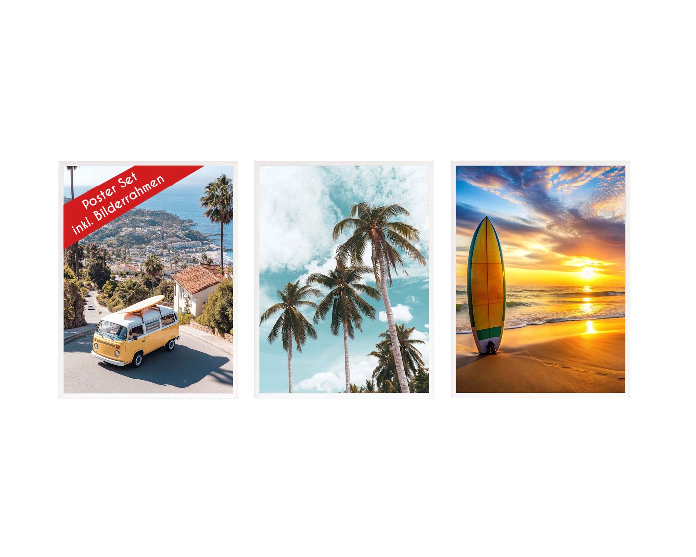 Wackadoo Living Poster Set inklusive Bilderrahmen, Palmen, Bildformat 21 x 30 cm (DIN A4) von Wackadoo Living