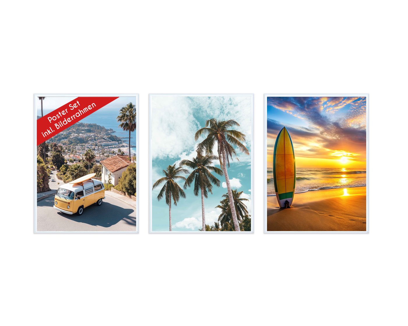 Wackadoo Living Poster Set inklusive Bilderrahmen, Palmen (3er Set), Bildformat 30 x 40 cm von Wackadoo Living