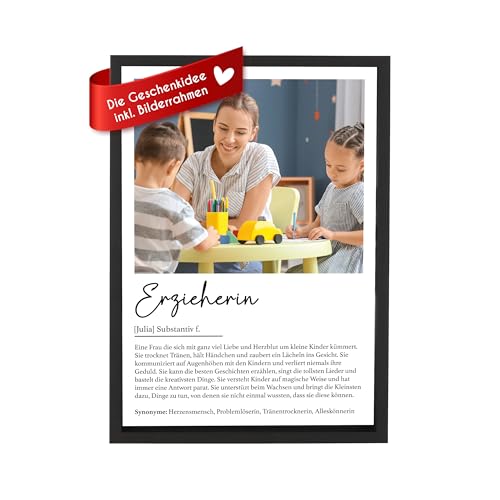 Bilderrahmen Personalisiertes Poster Erzieherin, Wandbild mit Foto und Text, Holz Bilderrahmen und Glasscheibe, fotogeschenk personalisiert, Dankeschöngeschenk, Abschiedsgeschenk Bilderrahmen Personalisiertes Poster Erzieherin, Wandbild mit Foto und Text, Holz Bilderrahmen und Glasscheibe, fotogeschenk personalisiert, Dankeschöngeschenk, Abschiedsgeschenk von Wackadoo