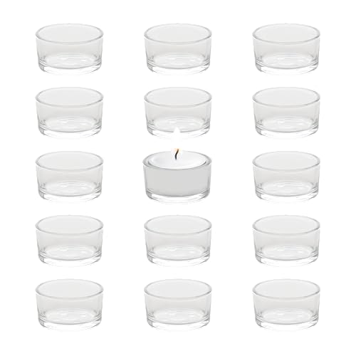 WACKADOO Teelichtgläser Set 15er Set Kerzengläser Teelichthalter Glas 4,5 cm Durchmesser Hochzeitsdeko Party deko Tischdekoration, Weihnachtsdeko von Wackadoo