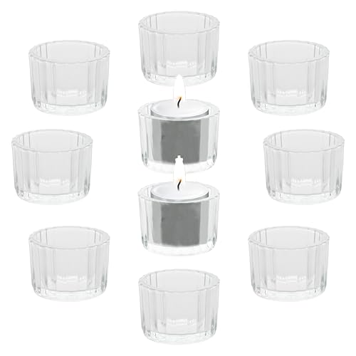 WACKADOO Teelichthalter Glas Set 10teilig Sommer Deko Garten Tischdekoration teelichtgläser klein (10 Stück) von Wackadoo