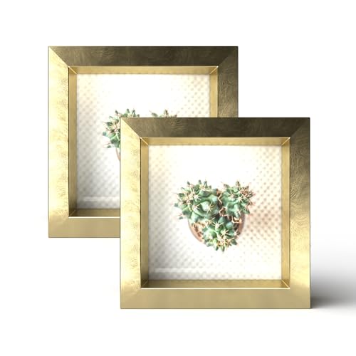 Wackadoo 2er Set Bilderrahmen, Hochwertige Metallic Fotorahmen Fotogalerie mit Glasscheibe Collage (10 x 10, Gold) von Wackadoo