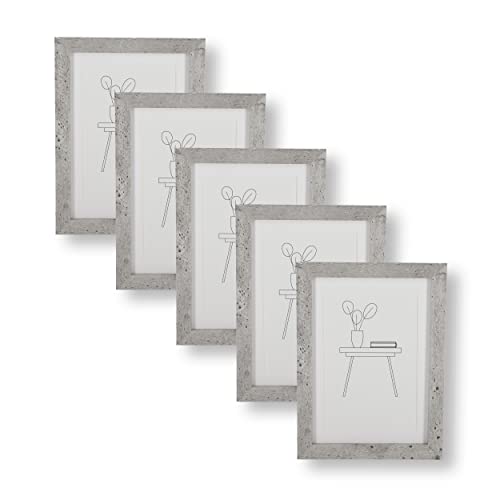 Wackadoo 5er Set Bilderrahmen, FSC Holzrahmen Fotogalerie Glasscheibe Fotorahmen mit Glasscheibe Collage (10 x 15 cm, Stone) von Wackadoo