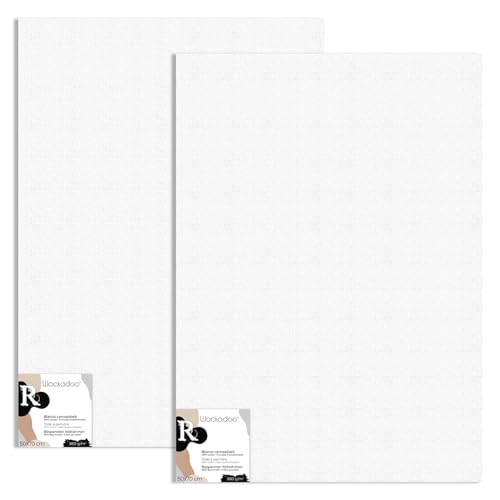 Wackadoo ART 2er Set Leinwand zum Bemalen 50x70 cm Leinwand aus 100% Baumwolle ist umlaufend gespannt auf FSC® Holz Keilrahmen mit 17mm Stärke, 380g/m², 2-fach weiß grundiert von Wackadoo