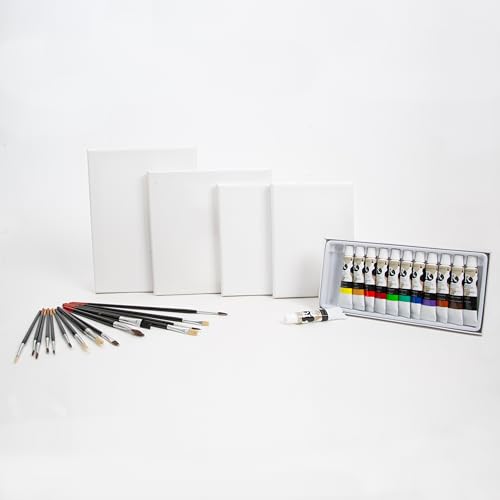 Wackadoo ART Starter Set 30 teilig Leinwand zum Bemalen Acryl Farben Pinsel Set FSC® Holz Keilrahmen von Wackadoo