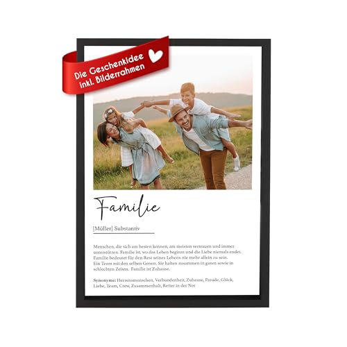 Wackadoo Bilderrahmen Personalisiertes Poster Familie, Poster mit Foto und Text, Bilderrahmen und Glasscheibe, Familie, fotogeschenk personalisiert, personalisiertes geschenk von Wackadoo
