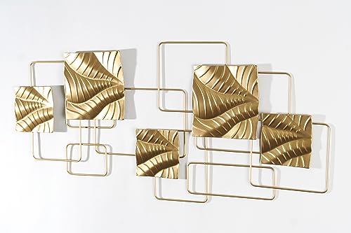 Wackadoo® Wanddekoration Gold aus Metall Wanddeko Wohnzimmer, 3D Metallbilder, deko wand (Eckig) von Wackadoo