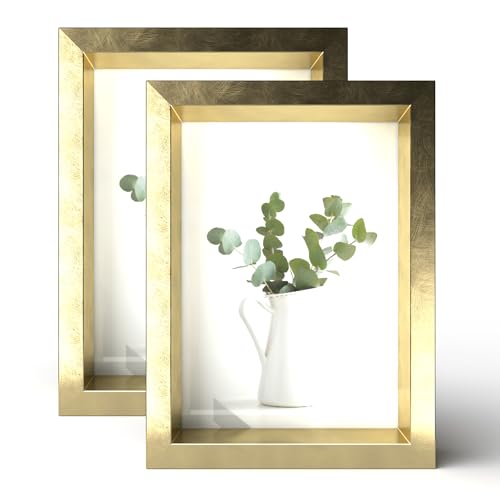 Wackadoo 2er Set Bilderrahmen, Hochwertige Metallic Fotorahmen Fotogalerie mit Glasscheibe Collage (13 x 18, Gold) von Wackadoo